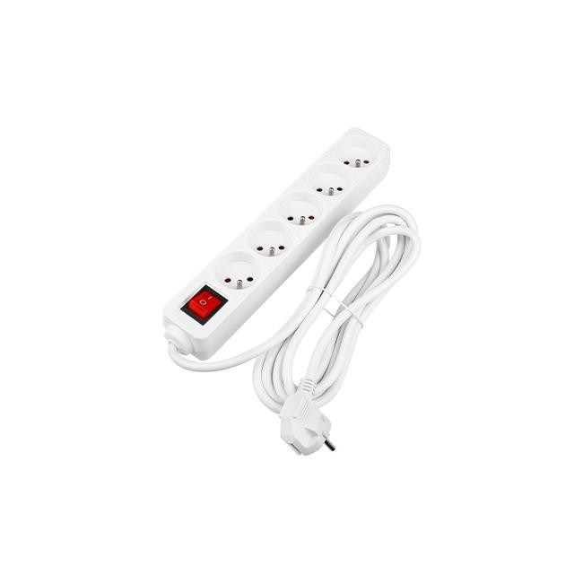 Prelungitor 5 prize, lungime 3 m, comutator ON/OFF, IP20, 3000W, PVC, alb - imagine 6